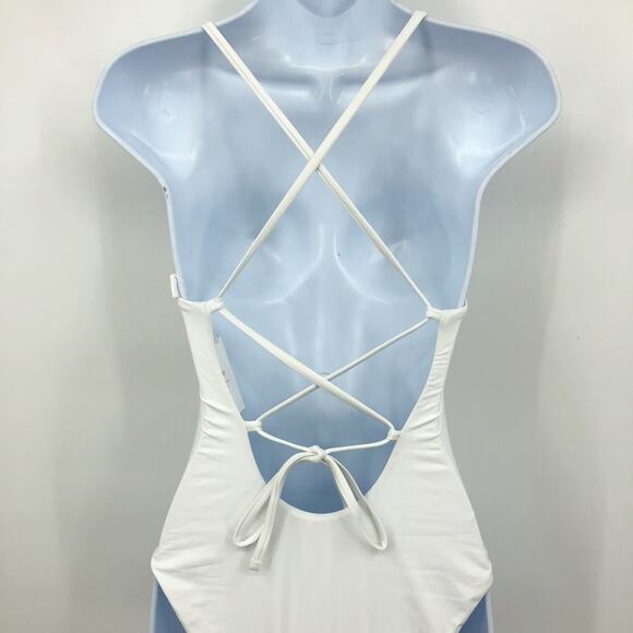 ANDIE SWIM Fiji One-Piece Swimsuit XS Tall US 0-2 White Lace-Up Back NWT - Picture 8 of 14